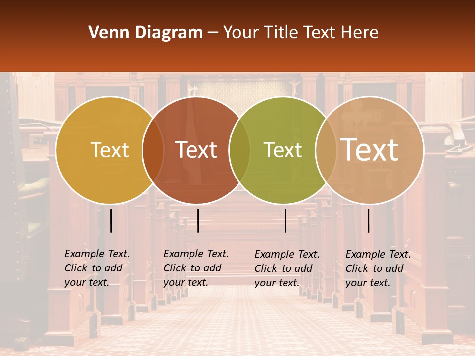 A Large Wooden Courtroom With A Flag On The Wall PowerPoint Template