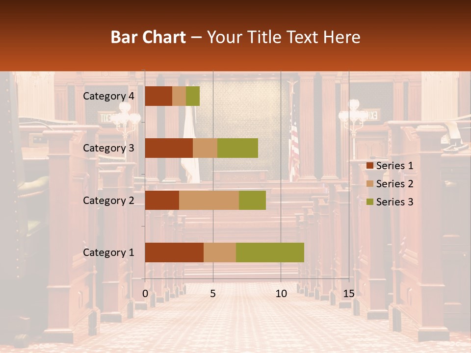 A Large Wooden Courtroom With A Flag On The Wall PowerPoint Template