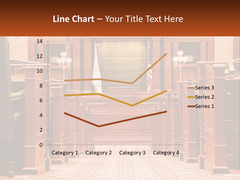 A Large Wooden Courtroom With A Flag On The Wall PowerPoint Template