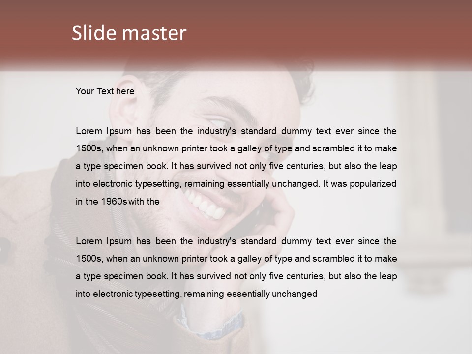 A Man Smiling While Talking On A Cell Phone PowerPoint Template