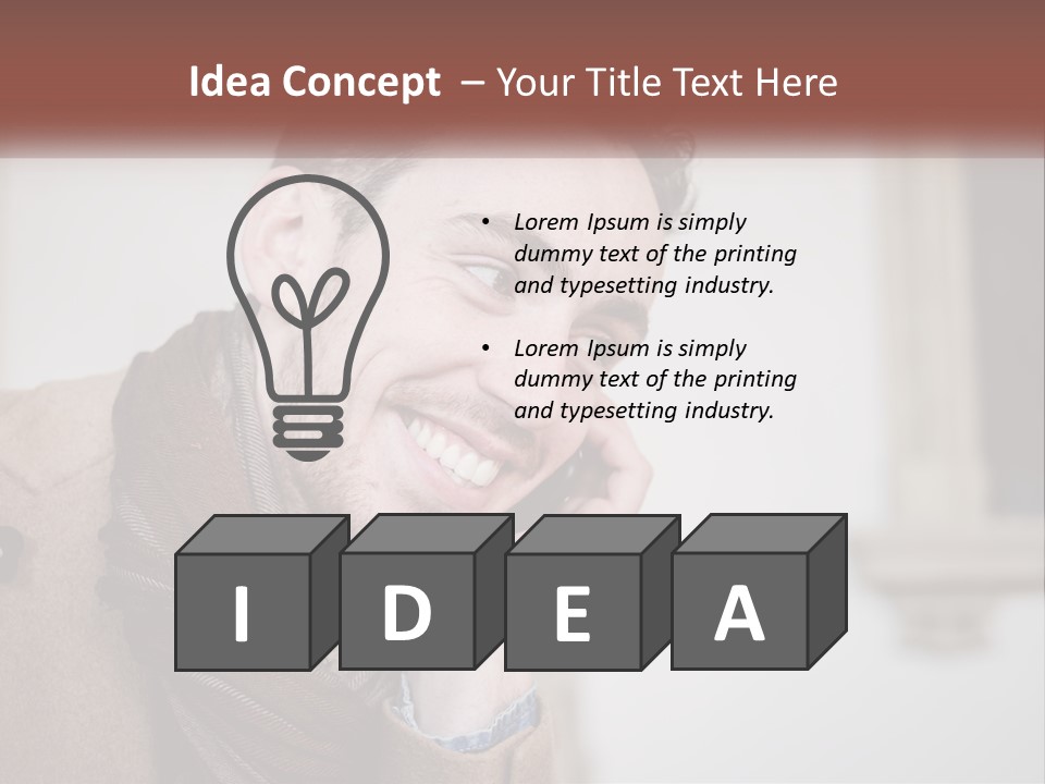 A Man Smiling While Talking On A Cell Phone PowerPoint Template