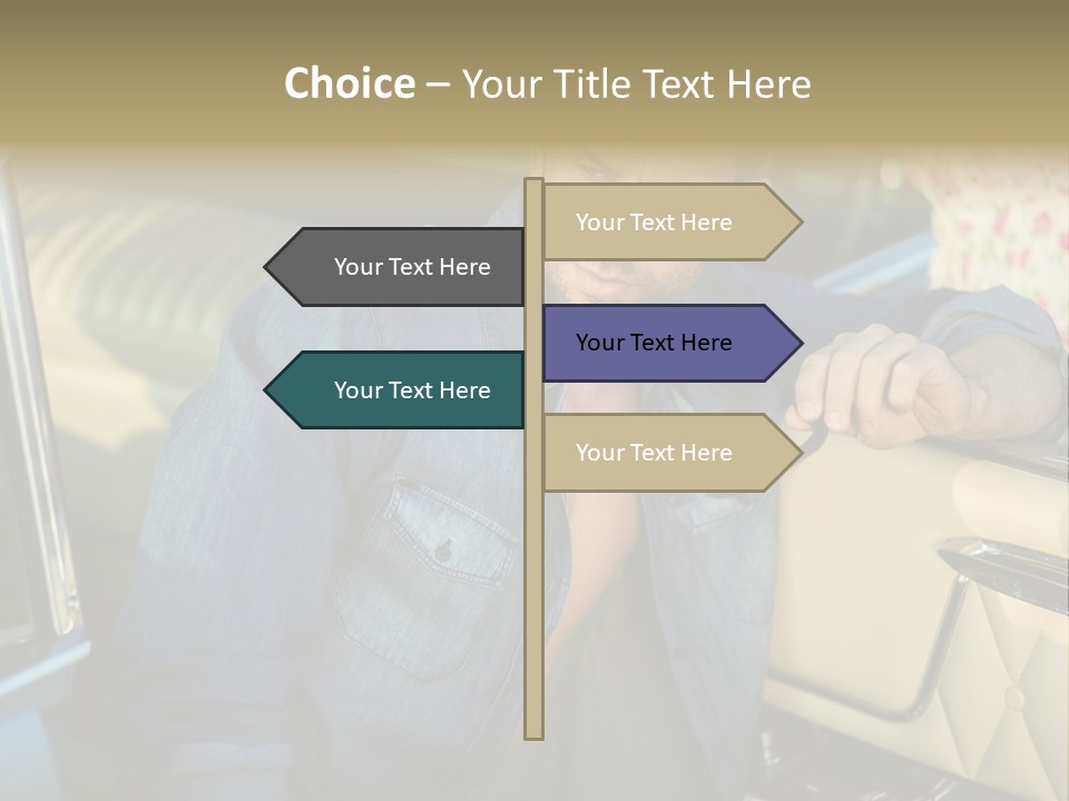 A Man With A Stethoscope In His Hand Leaning Out Of A Car PowerPoint Template