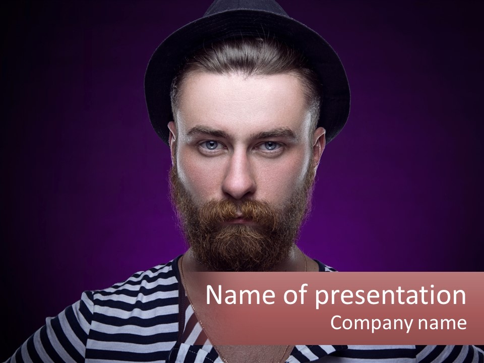 A Man With A Beard Wearing A Hat PowerPoint Template