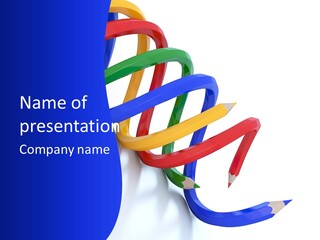 A 3D Image Of A Spiral Of Colored Pencils PowerPoint Template