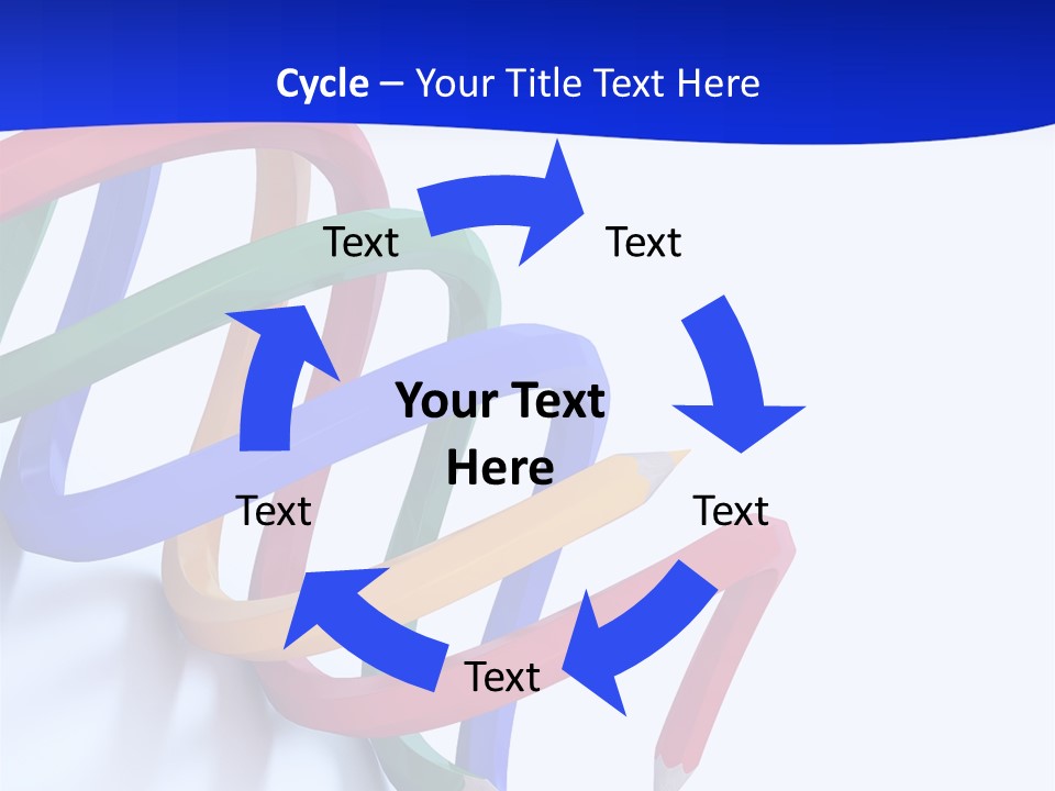 A 3D Image Of A Spiral Of Colored Pencils PowerPoint Template