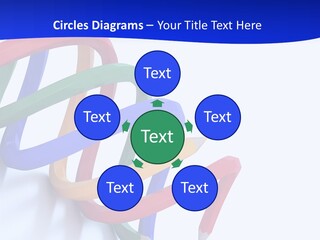 A 3D Image Of A Spiral Of Colored Pencils PowerPoint Template