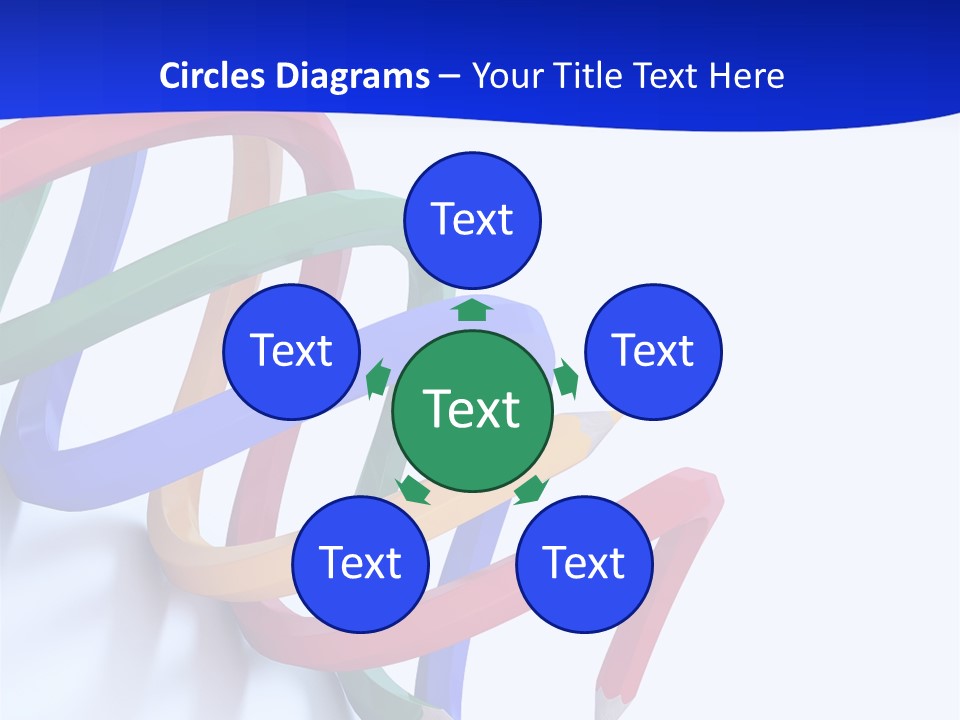 A 3D Image Of A Spiral Of Colored Pencils PowerPoint Template