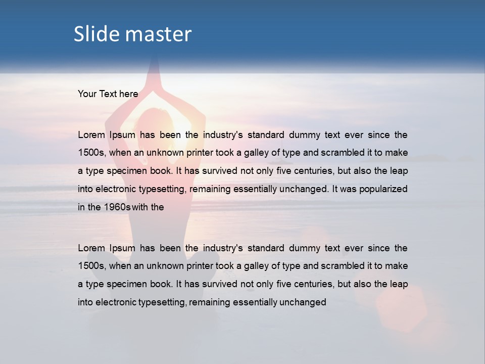 A Woman Doing Yoga On The Beach At Sunset PowerPoint Template