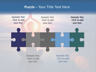 A Woman Doing Yoga On The Beach At Sunset PowerPoint Template