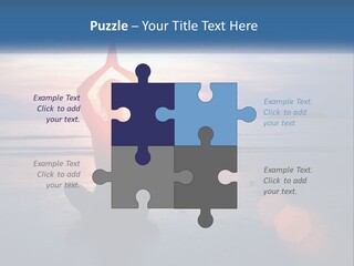 A Woman Doing Yoga On The Beach At Sunset PowerPoint Template