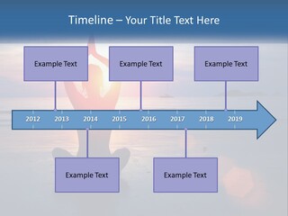 A Woman Doing Yoga On The Beach At Sunset PowerPoint Template