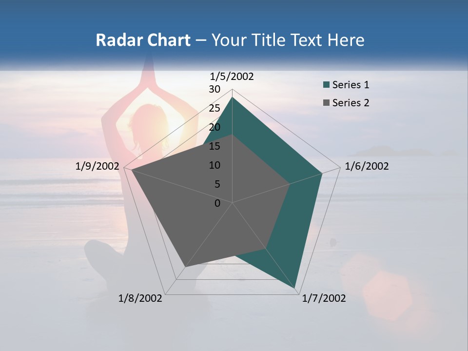 A Woman Doing Yoga On The Beach At Sunset PowerPoint Template