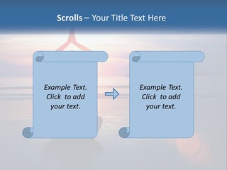 A Woman Doing Yoga On The Beach At Sunset PowerPoint Template