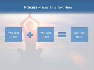 A Woman Doing Yoga On The Beach At Sunset PowerPoint Template