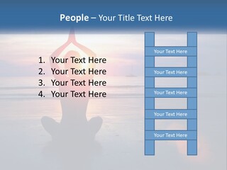 A Woman Doing Yoga On The Beach At Sunset PowerPoint Template
