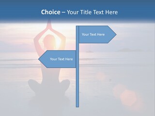 A Woman Doing Yoga On The Beach At Sunset PowerPoint Template