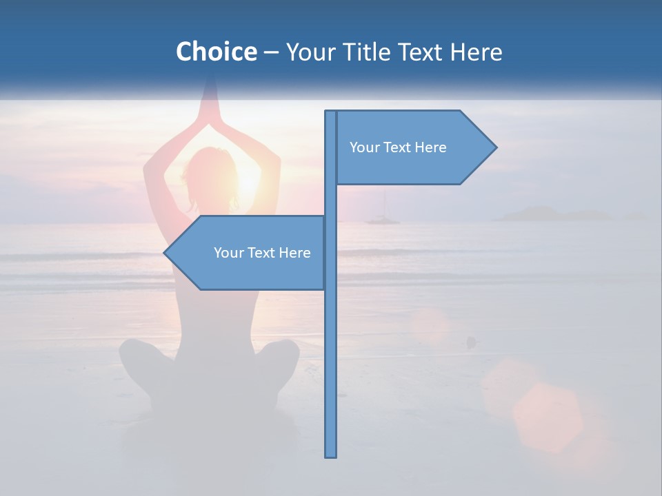 A Woman Doing Yoga On The Beach At Sunset PowerPoint Template