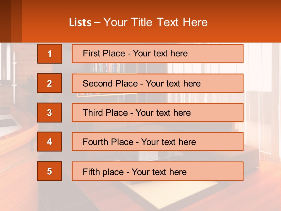 A Living Room With A Couch And A Table PowerPoint Template
