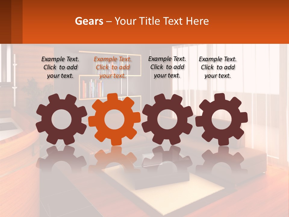 A Living Room With A Couch And A Table PowerPoint Template