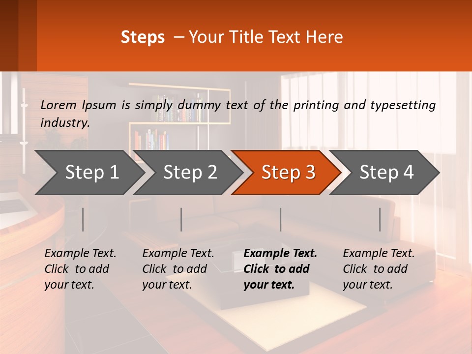 A Living Room With A Couch And A Table PowerPoint Template