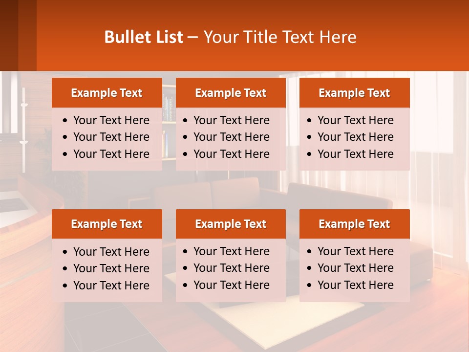 A Living Room With A Couch And A Table PowerPoint Template