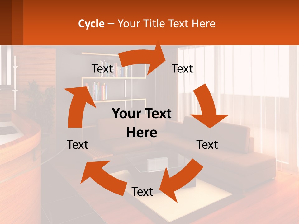 A Living Room With A Couch And A Table PowerPoint Template