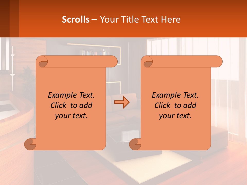 A Living Room With A Couch And A Table PowerPoint Template