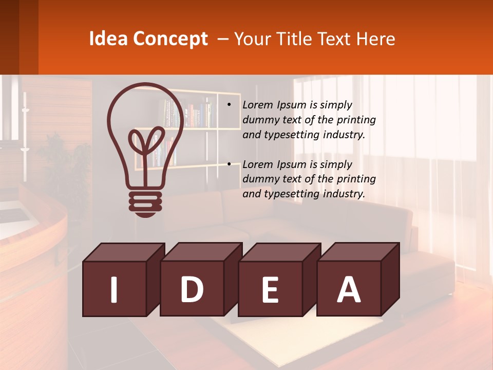 A Living Room With A Couch And A Table PowerPoint Template