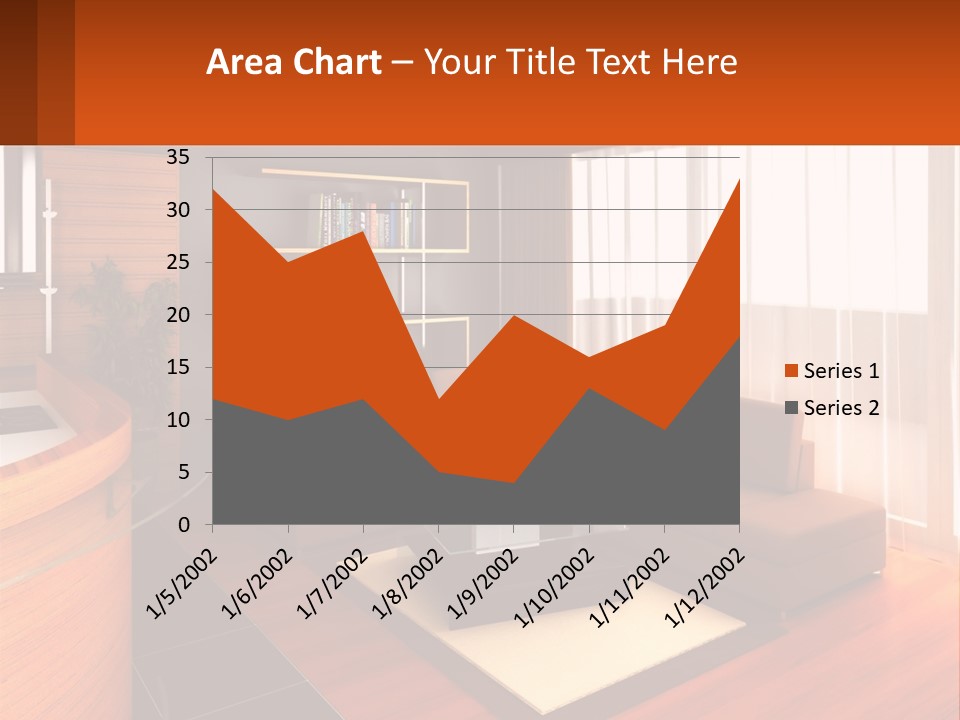 A Living Room With A Couch And A Table PowerPoint Template