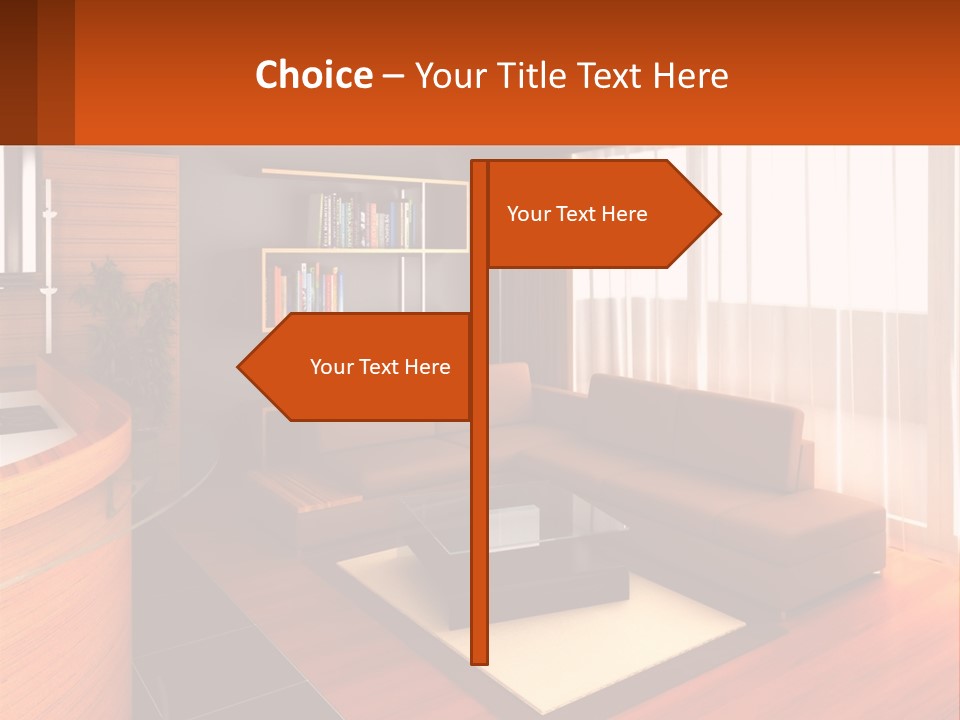 A Living Room With A Couch And A Table PowerPoint Template