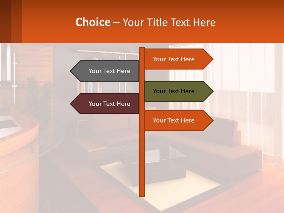 A Living Room With A Couch And A Table PowerPoint Template