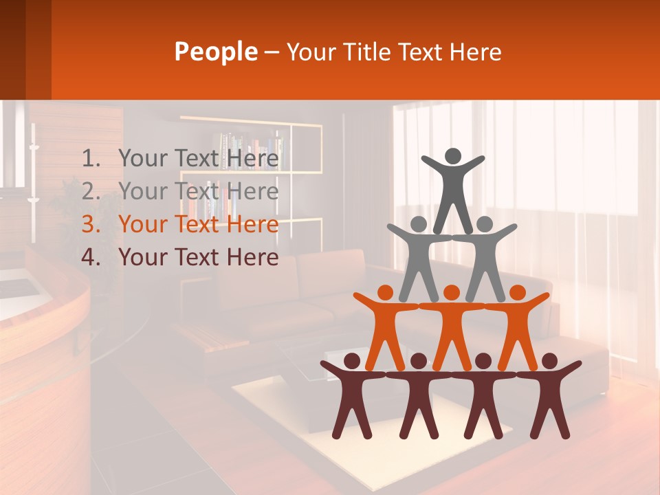 A Living Room With A Couch And A Table PowerPoint Template