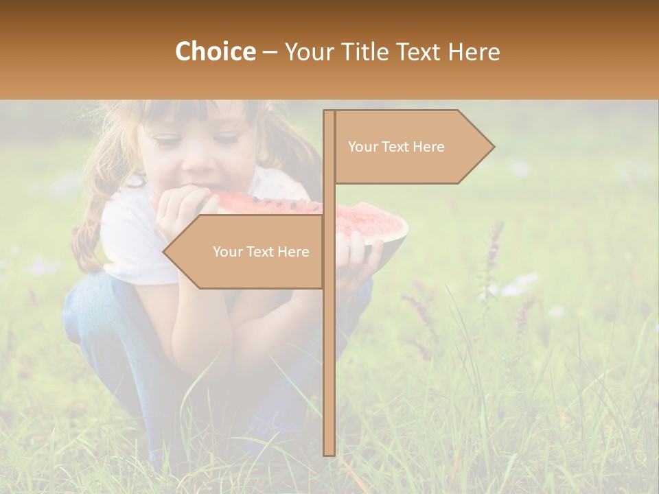 A Little Girl Eating A Piece Of Watermelon PowerPoint Template