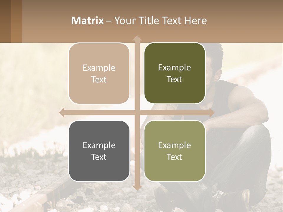 A Man Sitting On A Train Track Talking On A Cell Phone PowerPoint Template