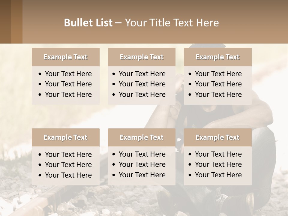 A Man Sitting On A Train Track Talking On A Cell Phone PowerPoint Template