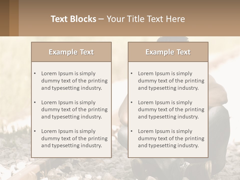 A Man Sitting On A Train Track Talking On A Cell Phone PowerPoint Template