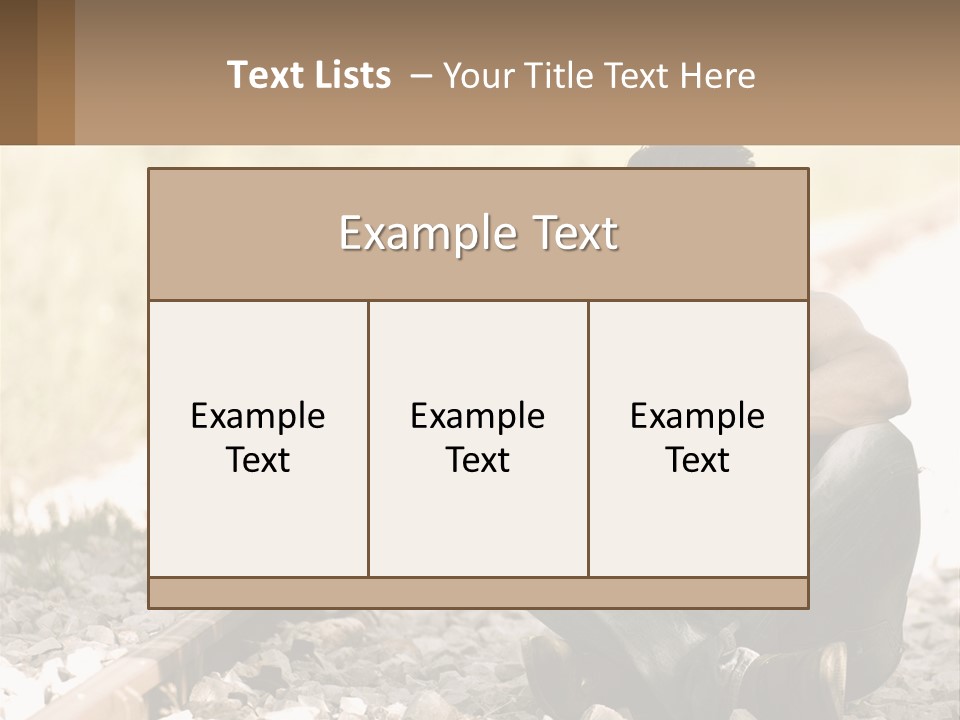 A Man Sitting On A Train Track Talking On A Cell Phone PowerPoint Template