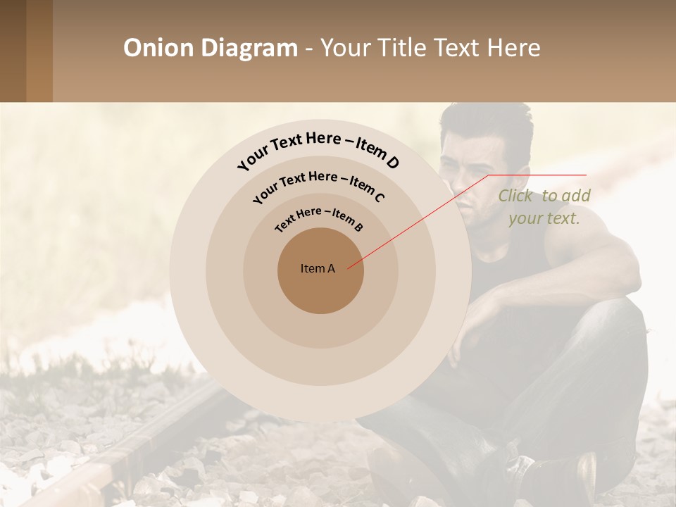 A Man Sitting On A Train Track Talking On A Cell Phone PowerPoint Template