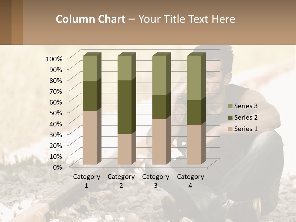 A Man Sitting On A Train Track Talking On A Cell Phone PowerPoint Template