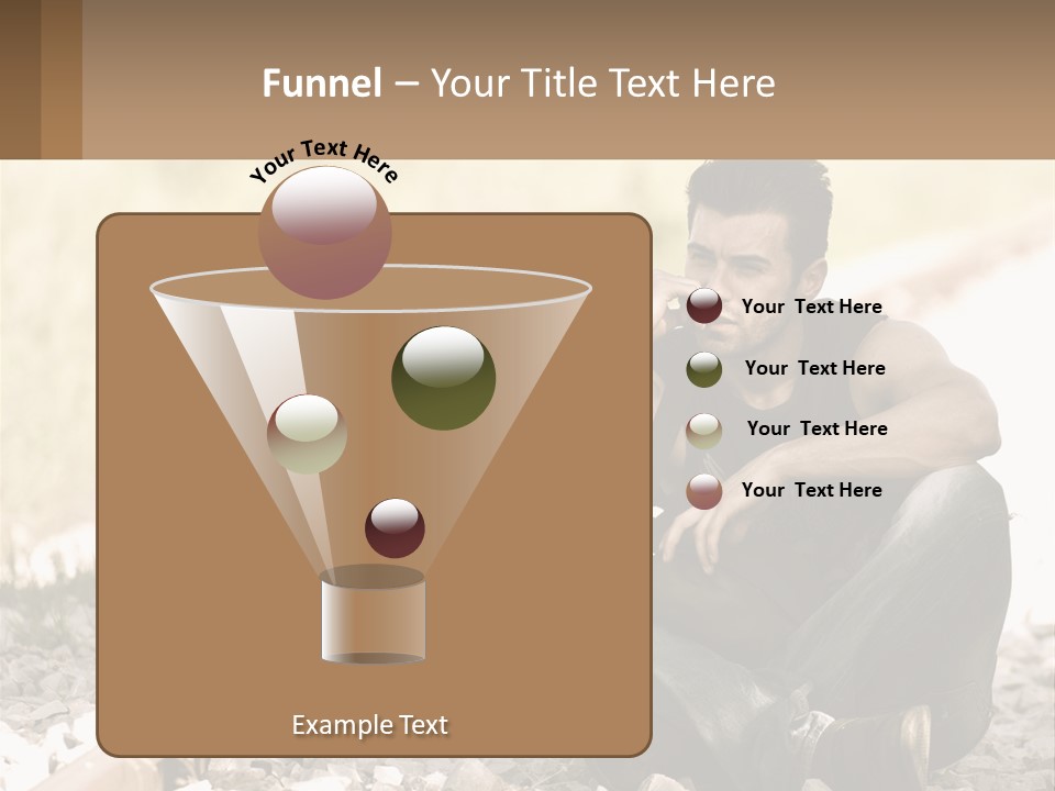 A Man Sitting On A Train Track Talking On A Cell Phone PowerPoint Template