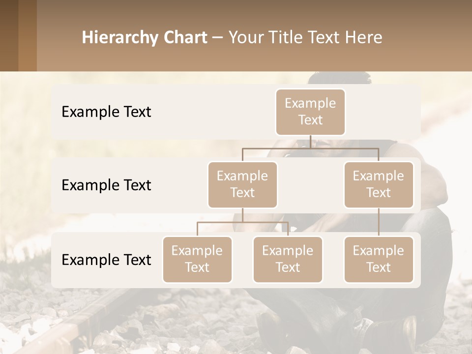 A Man Sitting On A Train Track Talking On A Cell Phone PowerPoint Template