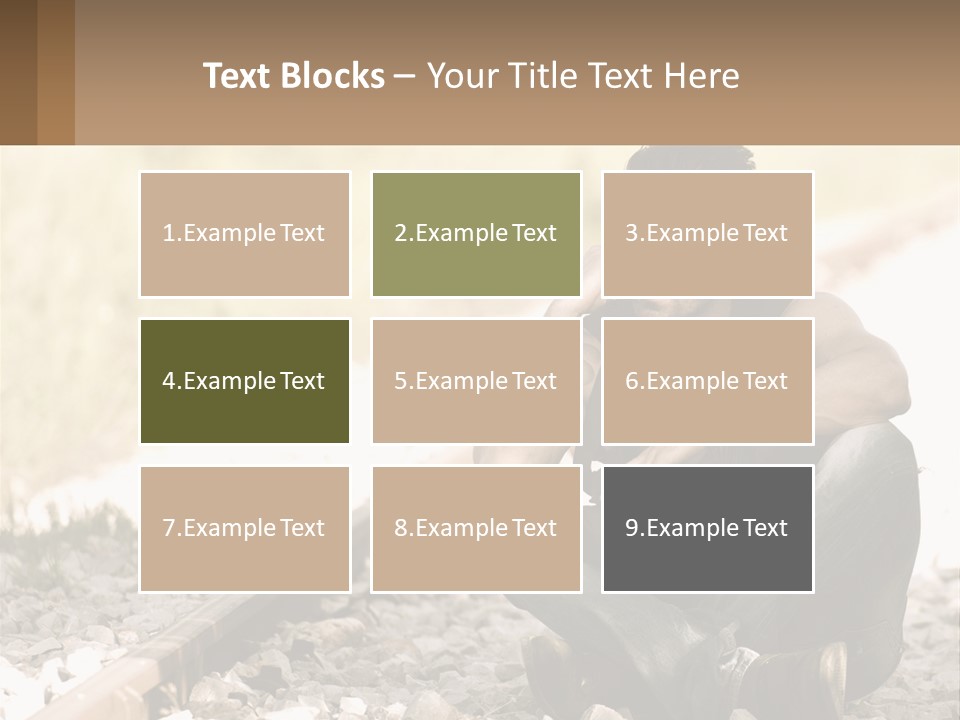 A Man Sitting On A Train Track Talking On A Cell Phone PowerPoint Template