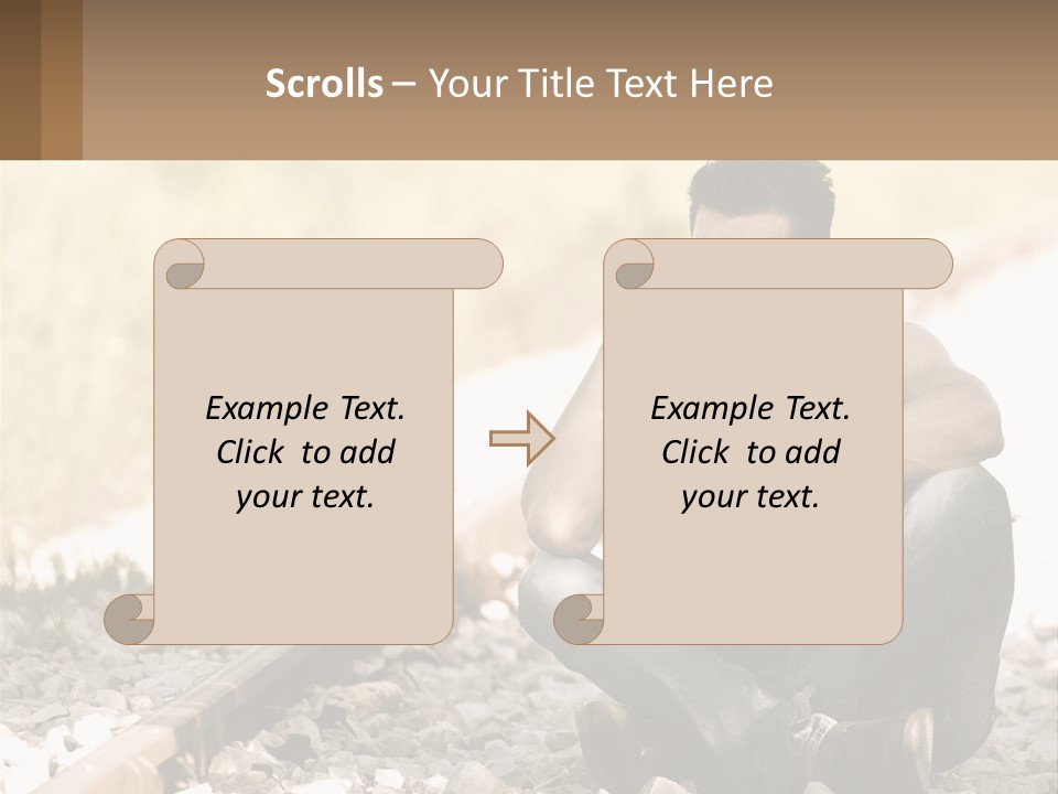 A Man Sitting On A Train Track Talking On A Cell Phone PowerPoint Template