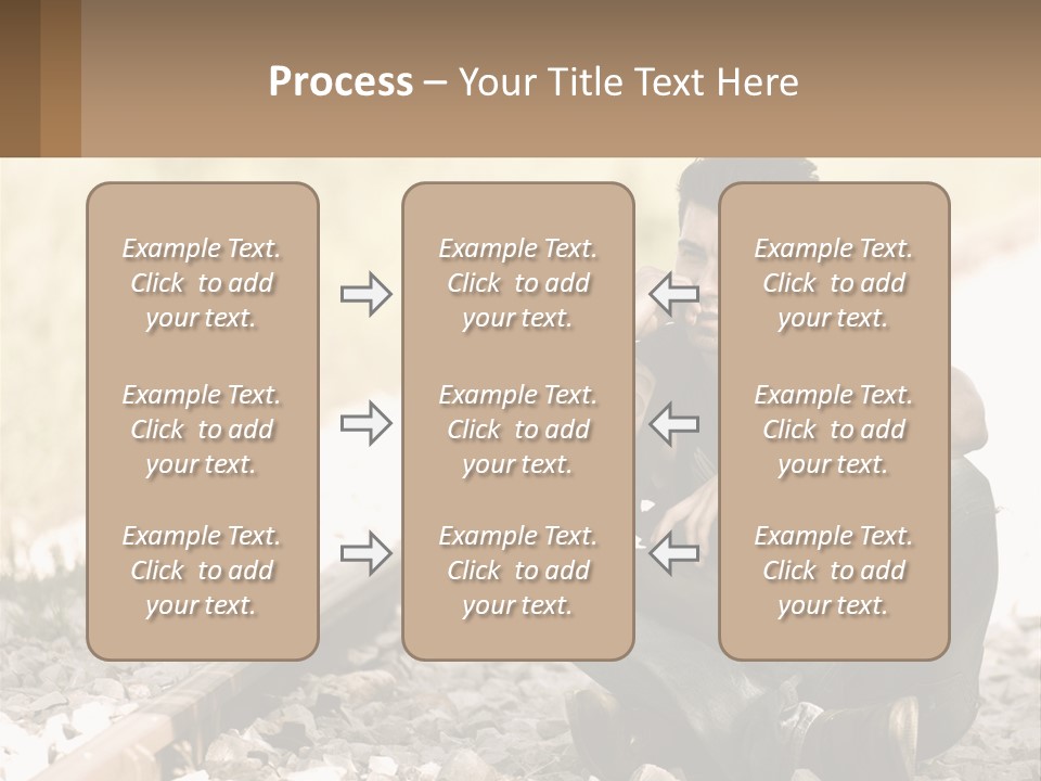 A Man Sitting On A Train Track Talking On A Cell Phone PowerPoint Template