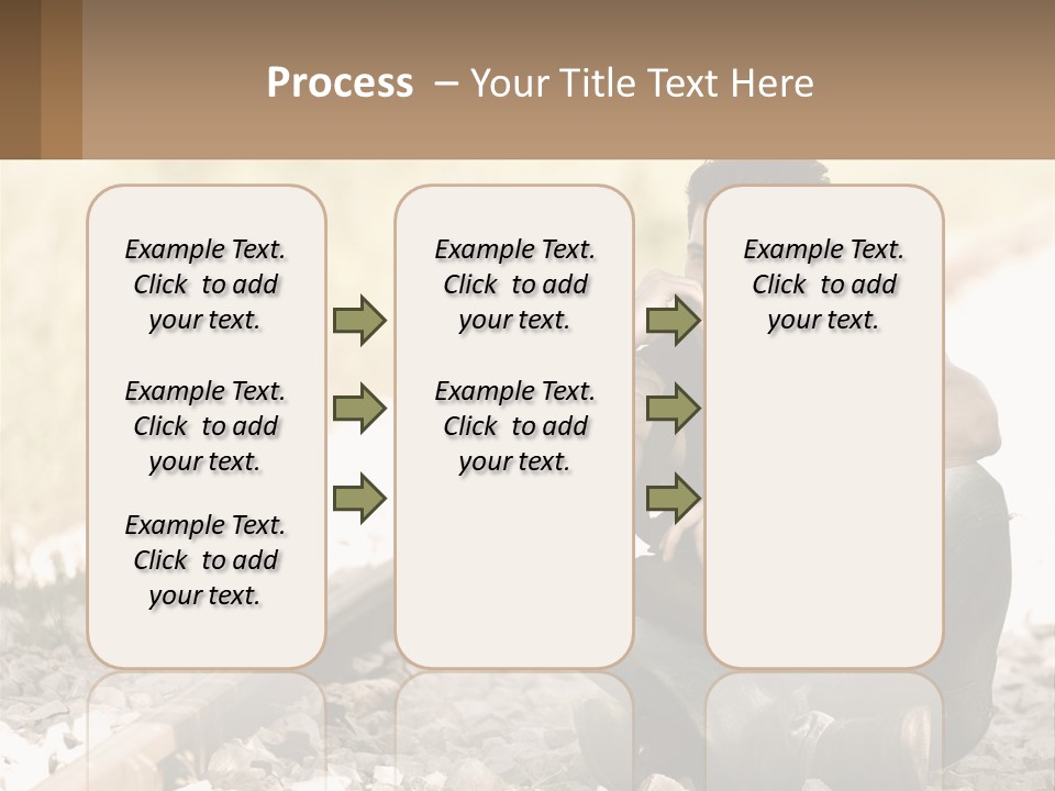 A Man Sitting On A Train Track Talking On A Cell Phone PowerPoint Template