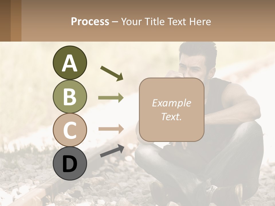 A Man Sitting On A Train Track Talking On A Cell Phone PowerPoint Template