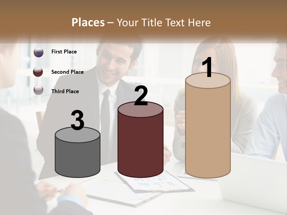 A Group Of People Sitting Around A Table Talking PowerPoint Template