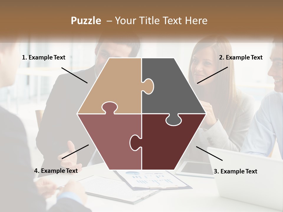 A Group Of People Sitting Around A Table Talking PowerPoint Template