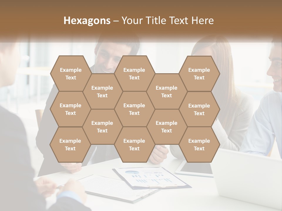 A Group Of People Sitting Around A Table Talking PowerPoint Template