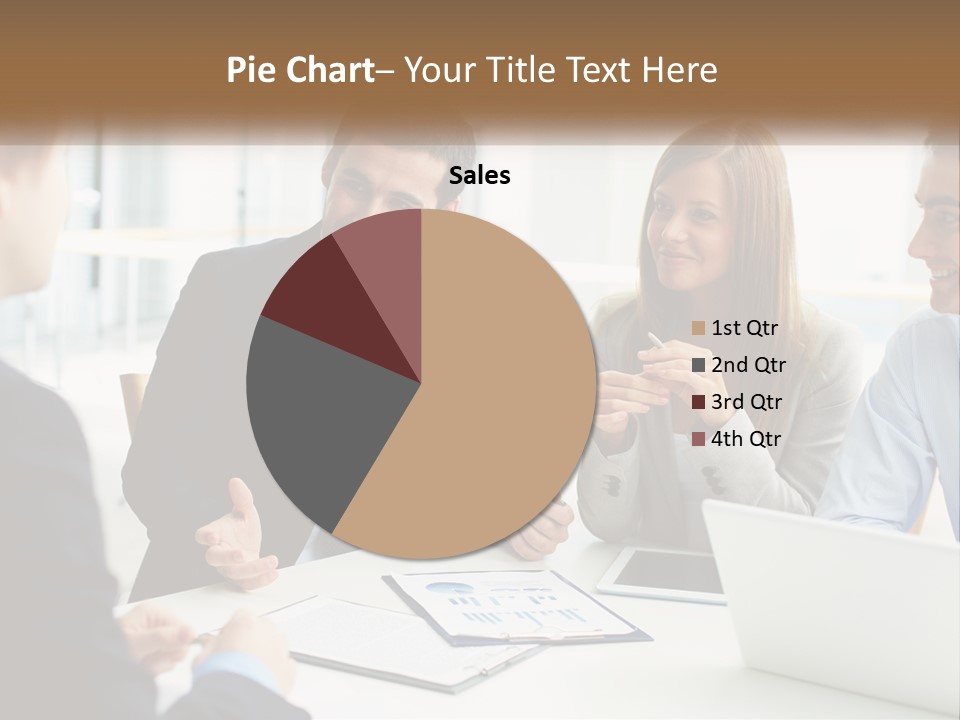 A Group Of People Sitting Around A Table Talking PowerPoint Template